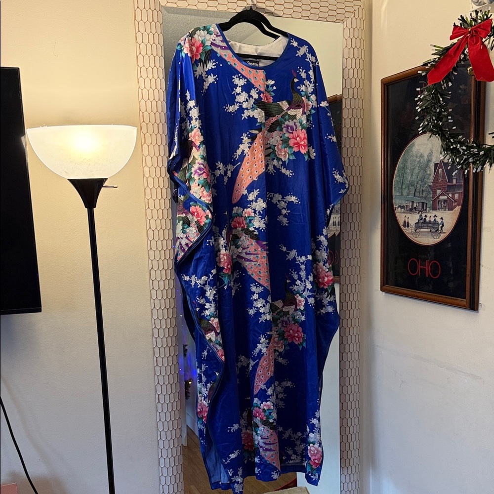 Floral Blue Kaftan Dress